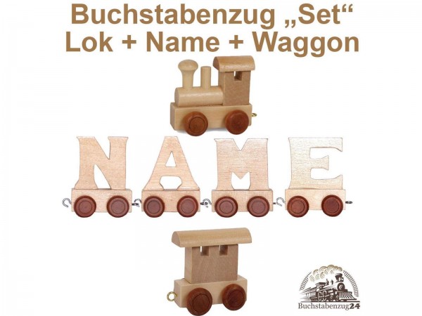 EbyReo® Buchstabenzug Lok + Sophie + Endwaggon